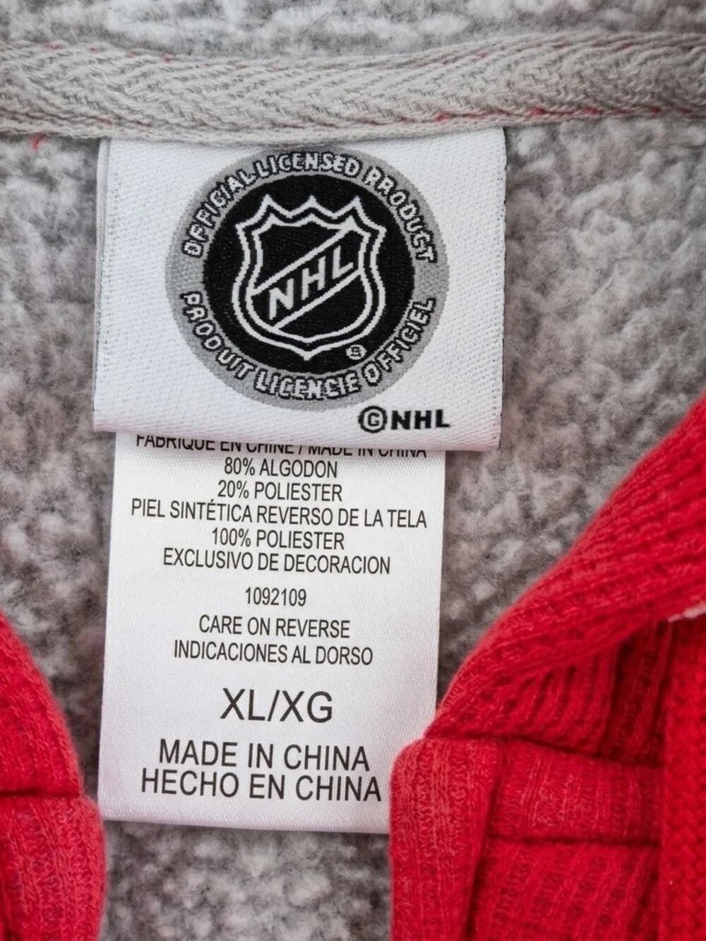 Detroit Red Wings Men's XL Hoodie Official NHL Hockey Full Zip Fleece Lined - Picture 6 of 10